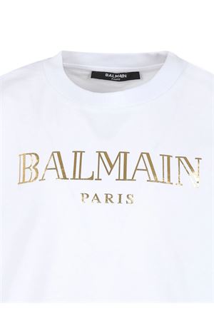 white cotton tshirt BALMAIN PARIS KIDS | BV8R41Z0057100OR